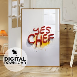 Yes Chef ポスターギフト、Bon Appetit フランス語の引用ポスター、キッチン ウォール アート、タイポグラフィ、キッチン プリント!!!デジタル製品のダウンロード!!!