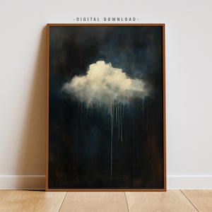 Moody Cloud Oil Painting Print: Gothic Dark Academia Wall Art (Digital Download)
