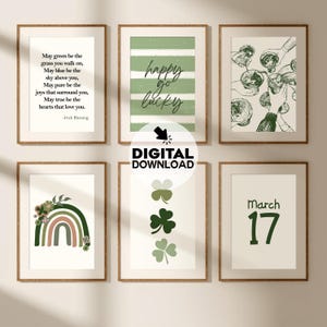 St. Patrick&#39;s Day Wall Art Prints: Green Home Decor (Digital Download)