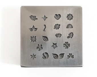 Multi Design Shot Plate, 5–8mm Flower, Leaf, Heart and Star Impressions