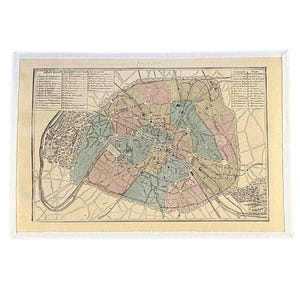 Old map of Paris (France - late 19th century)