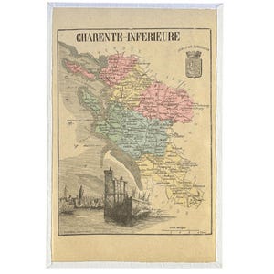 Carte ancienne du département de la Charente Inférieure (France  - fin XIXème)