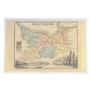 Carte ancienne du département du Calvados (France  - fin XIXème)