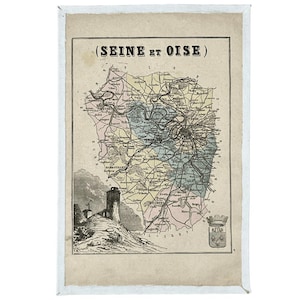 Old map of the Seine et Oise department (late 19th century)