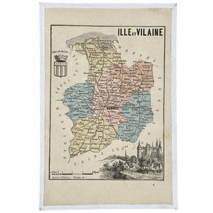 Carte ancienne du département de l'Ile et Vilaine (fin XIXème)