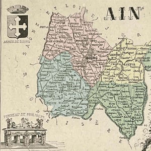 Carte ancienne du département de l'Ain (fin XIXème)