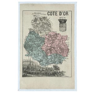 Carte ancienne du département de la Côte d'Or (fin XIXème)