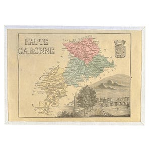 Carte ancienne du département de la Haute Garonne (France  - fin XIXème)