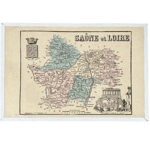 Alte Karte des Departements Saône et Loire (Ende des 19. Jahrhunderts)