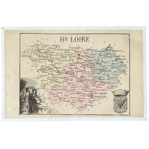 Old map of the Haute Loire department (end of the 19th century)