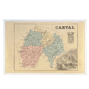 Carte ancienne du département du Cantal (France  - fin XIXème)