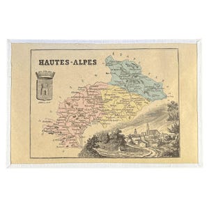 Antigo mapa do departamento de Altos Alpes (França - final do século XIX)