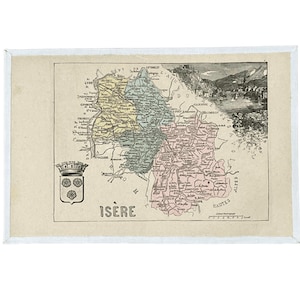 Carte ancienne du département de l'Isère (fin XIXème)