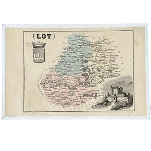 Old map of the Lot department (end of the 19th century)