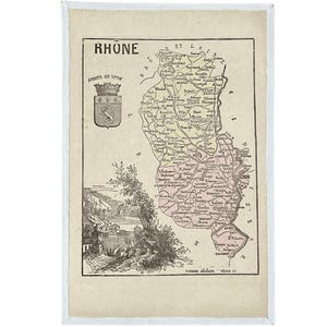 Carte ancienne du département du Rhône (fin XIXème)