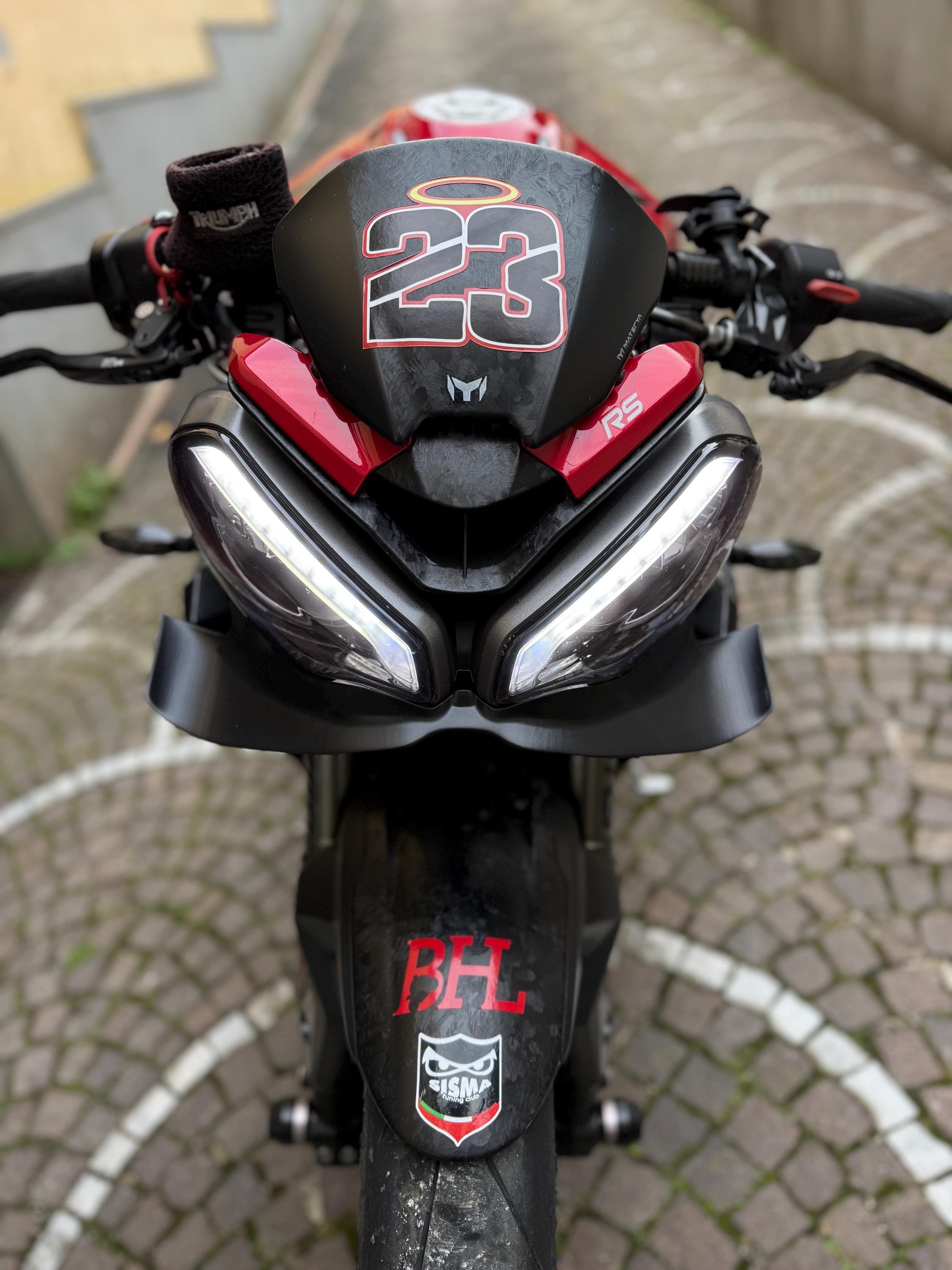 Autocollant Phare Drapeau Union Jack Pour Triumph Speed Triple/Street Triple - Modèle Noir - Neuf