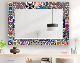 Tempered Glass Mirror Wall Decor for Bathroom Mirror-Glass Wall Mirror -Bedroom mirror-Decorative mirror-Mosaic Tile mirror-Mandala mirror