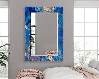 Tempered Glass Mirror Wall Decor for Blue Bathroom Mirror-Glass Wall Mirror for Bedroom mirror-Aesthetic mirror-Entryway mirror