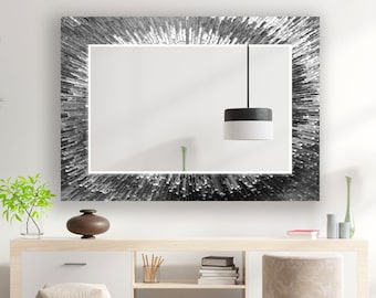 Tempered Glass Mirror Wall Decor for Bathroom Mirror-Glass Wall Mirror for Bedroom mirror-Decorative mirror-Silver Mirror-Silver Abstract