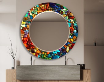 Decoración de pared de espejo de vidrio templado para espejo de baño-Espejo de pared de vidrio para espejo de dormitorio-Espejo decorativo-Espejo manchado-Espejo de mosaico