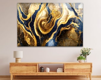 Tempered Glass Wall Art-Golden Abstract Wall Art-Glass Printing Art-Tempered Glass Art-Glass Wall Decor-Wall Hangings-Gold Abstract Art