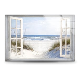 Beach View Glass Wall Art: Coastal Window to Ocean