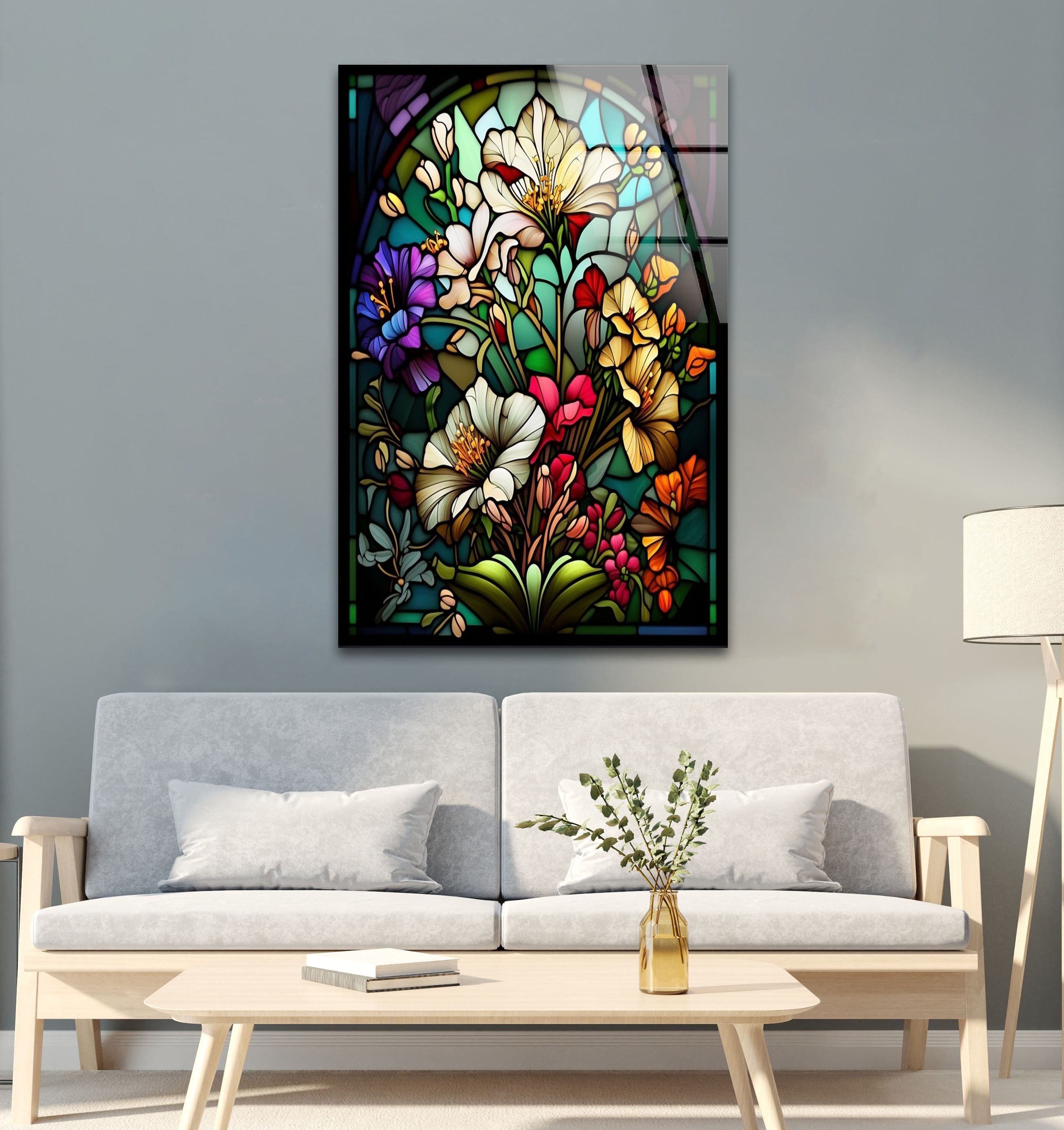 Tempered Glass Wall Art Stained Wall Decorflower Stained