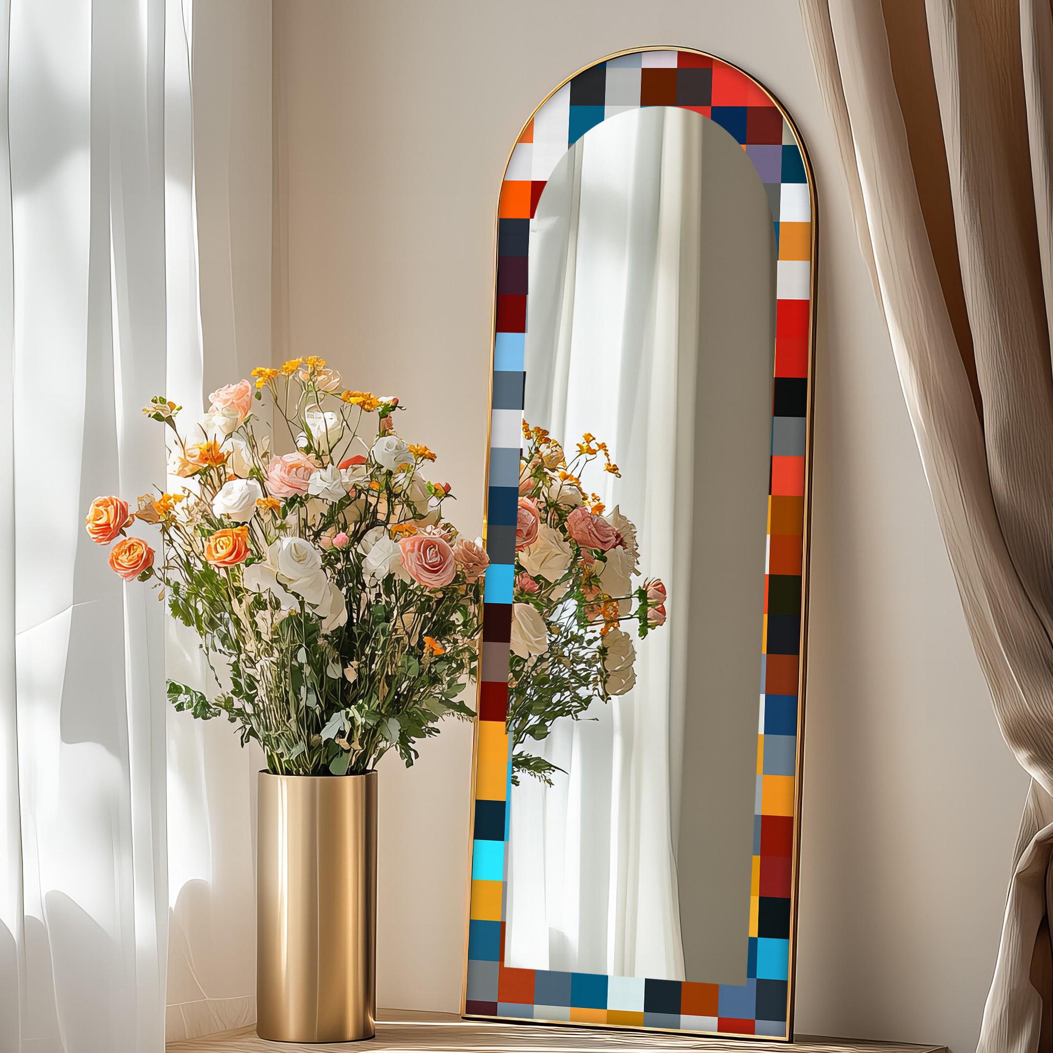 Color Block Arch Mirror: Modern Pixel Art, Full Length - Etsy