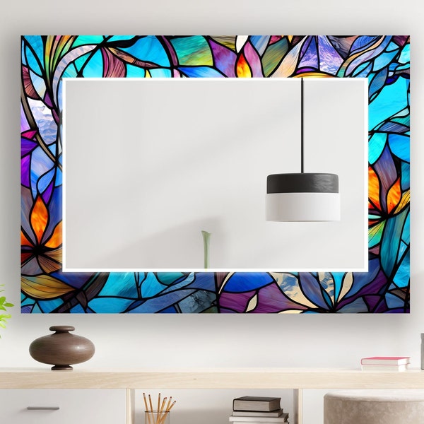 Tempered Glass Mirror Wall Decor for Bathroom Mirror-Glass Wall Mirror for Bedroom mirror-Stained mirror-Circle mirror-Panoramic mirror