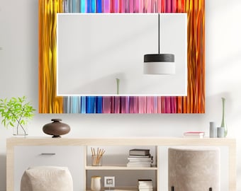 Rainbow Gradient Glass Wall Mirror: Modern Colorful Home Decor