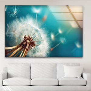 Dandelion Glass Wall Art: Modern Botanical Print