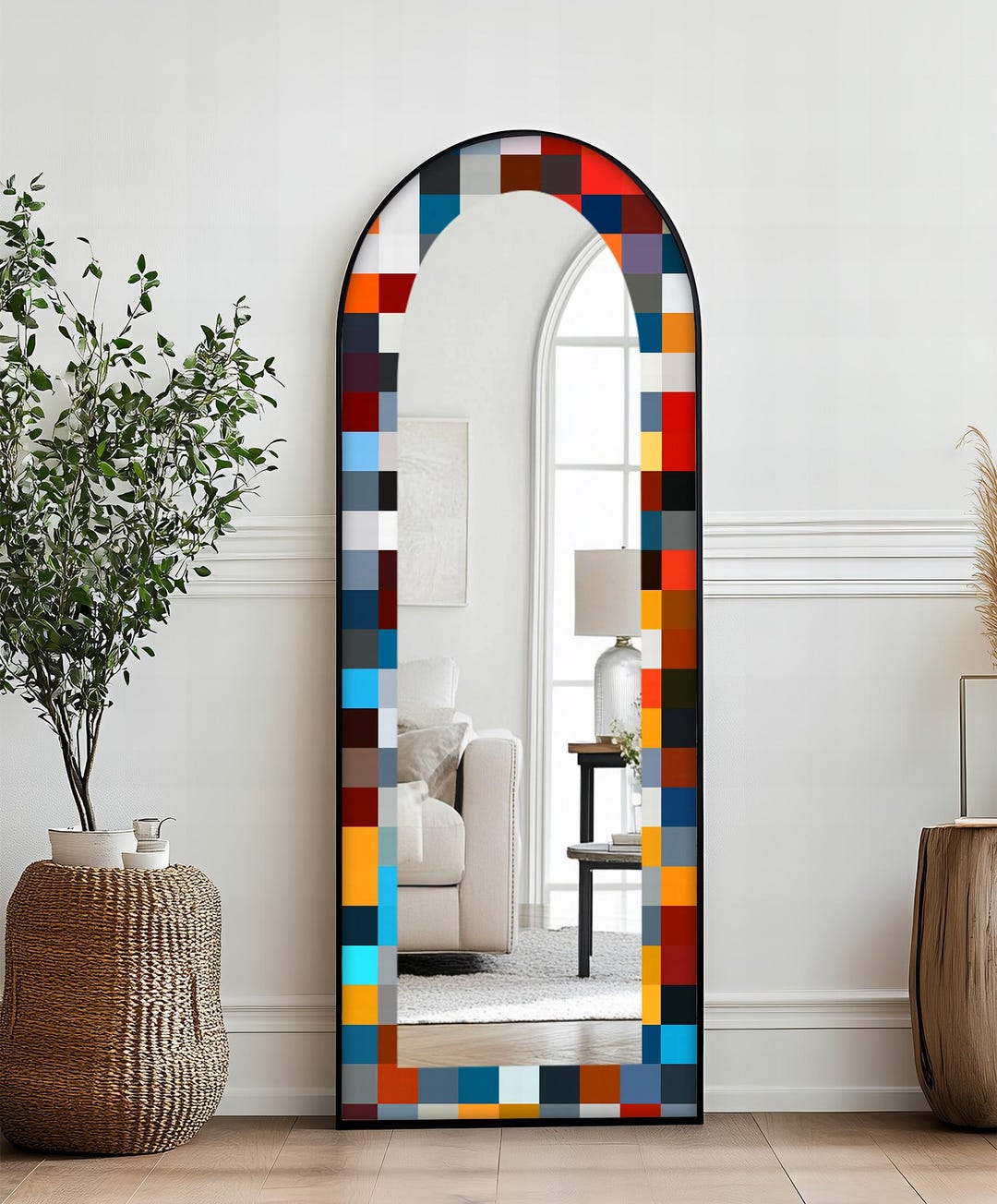 Color Block Arch Mirror: Modern Pixel Art, Full Length - Etsy