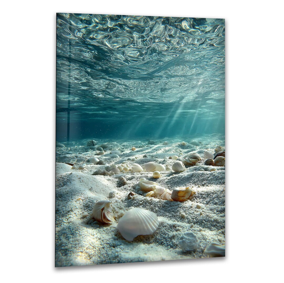 Seashell Tempered Glass Wall Art – Ocean Floor Coastal Photography - Etsy