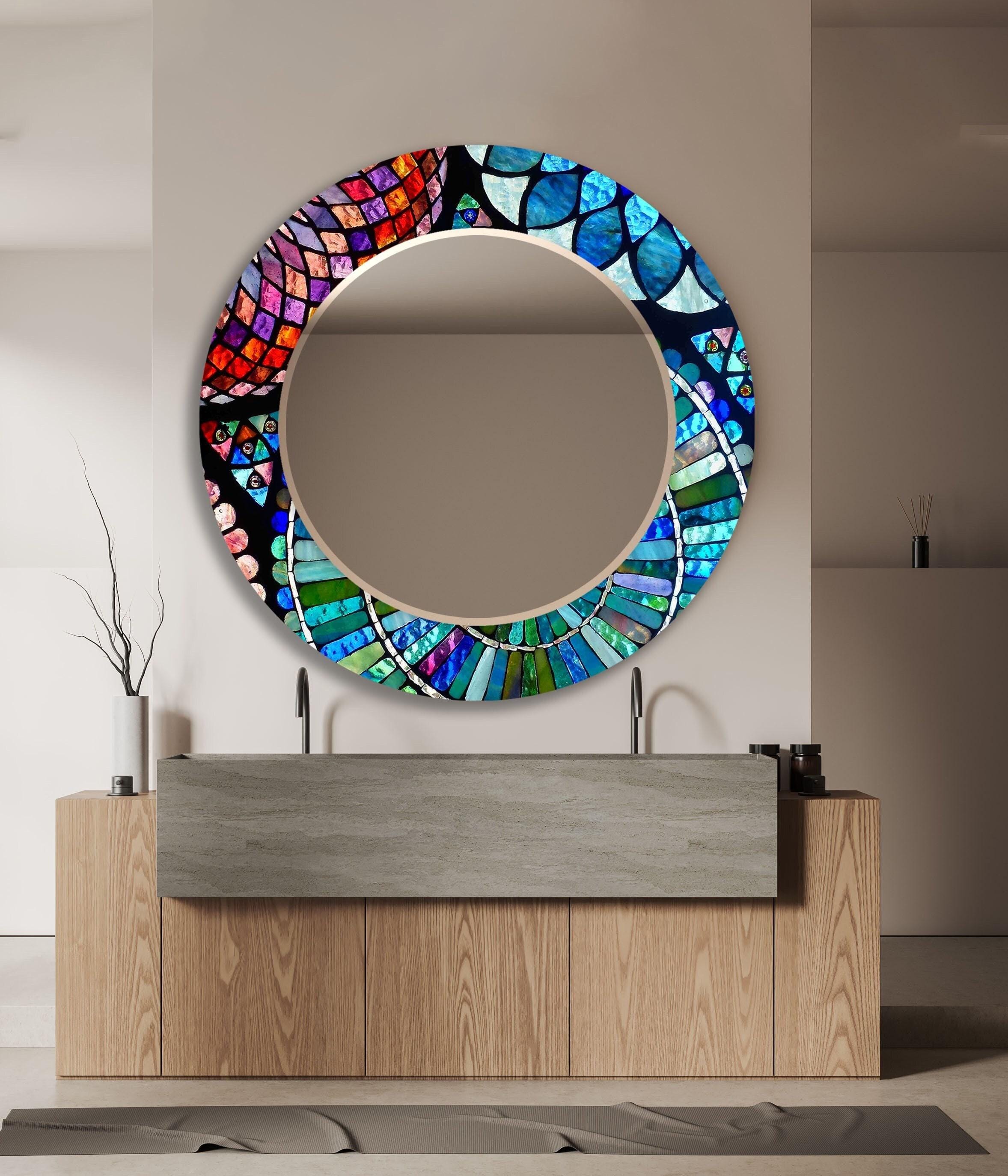 Bunt-Look-Spiegel aus gehärtetem Glas: Bunte Mosaik-Wandkunst