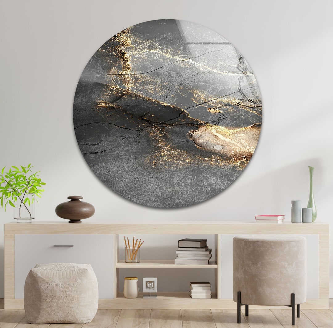 Tempered Glass Gold Wall Artgolden Wall Printinggold