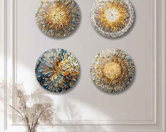 Tempered Glass Wall Art Set: Round UV Printed Decor, 10" Panels