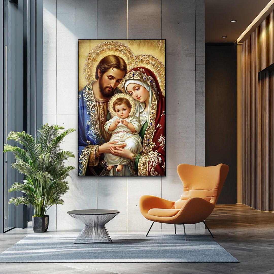 Holy Family Tempered Glass Wall Art – Christian Sacred Glass Printing ...