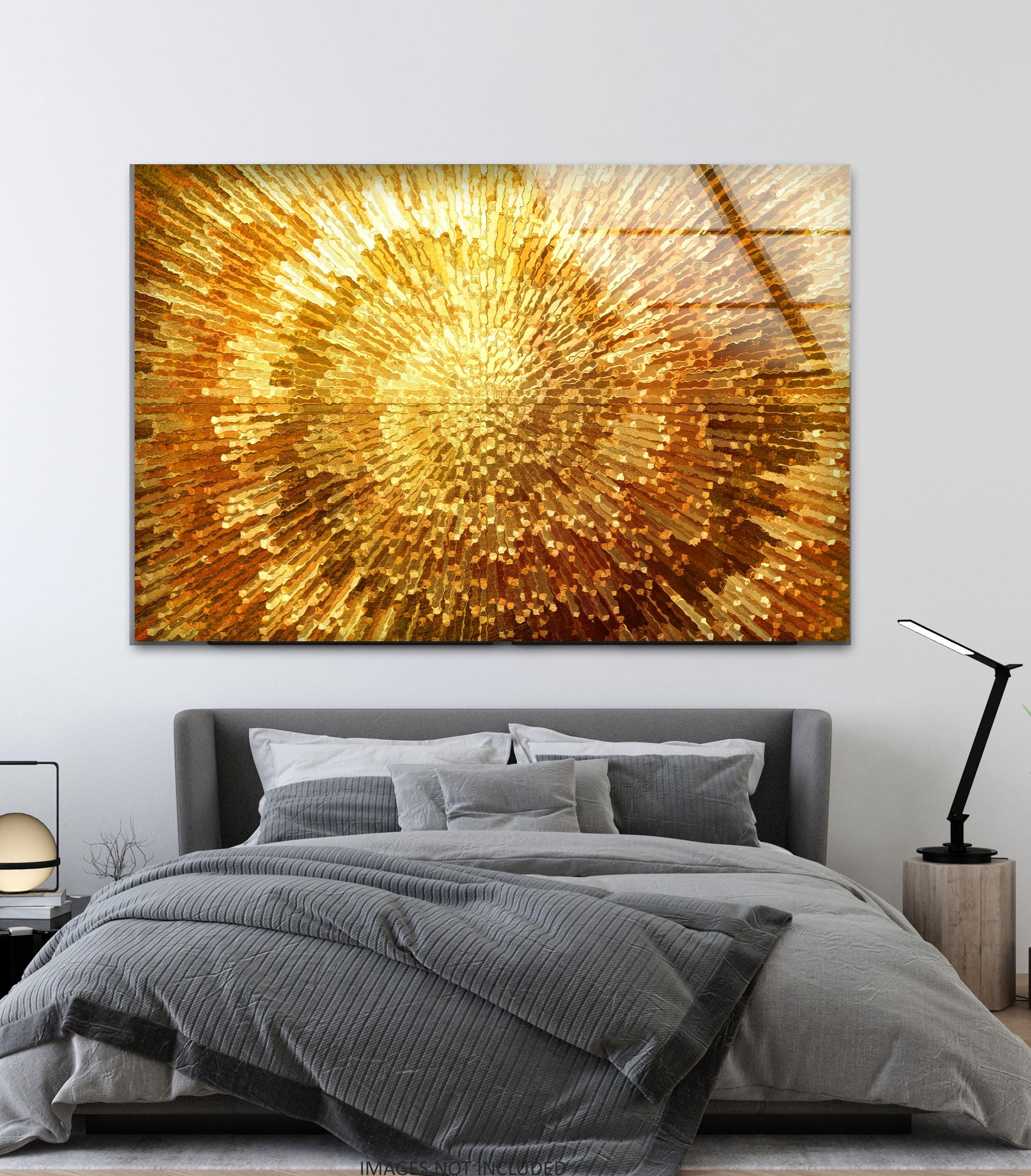 Gold Sunburst Glass Wall Art: Modern Abstract Print - Etsy