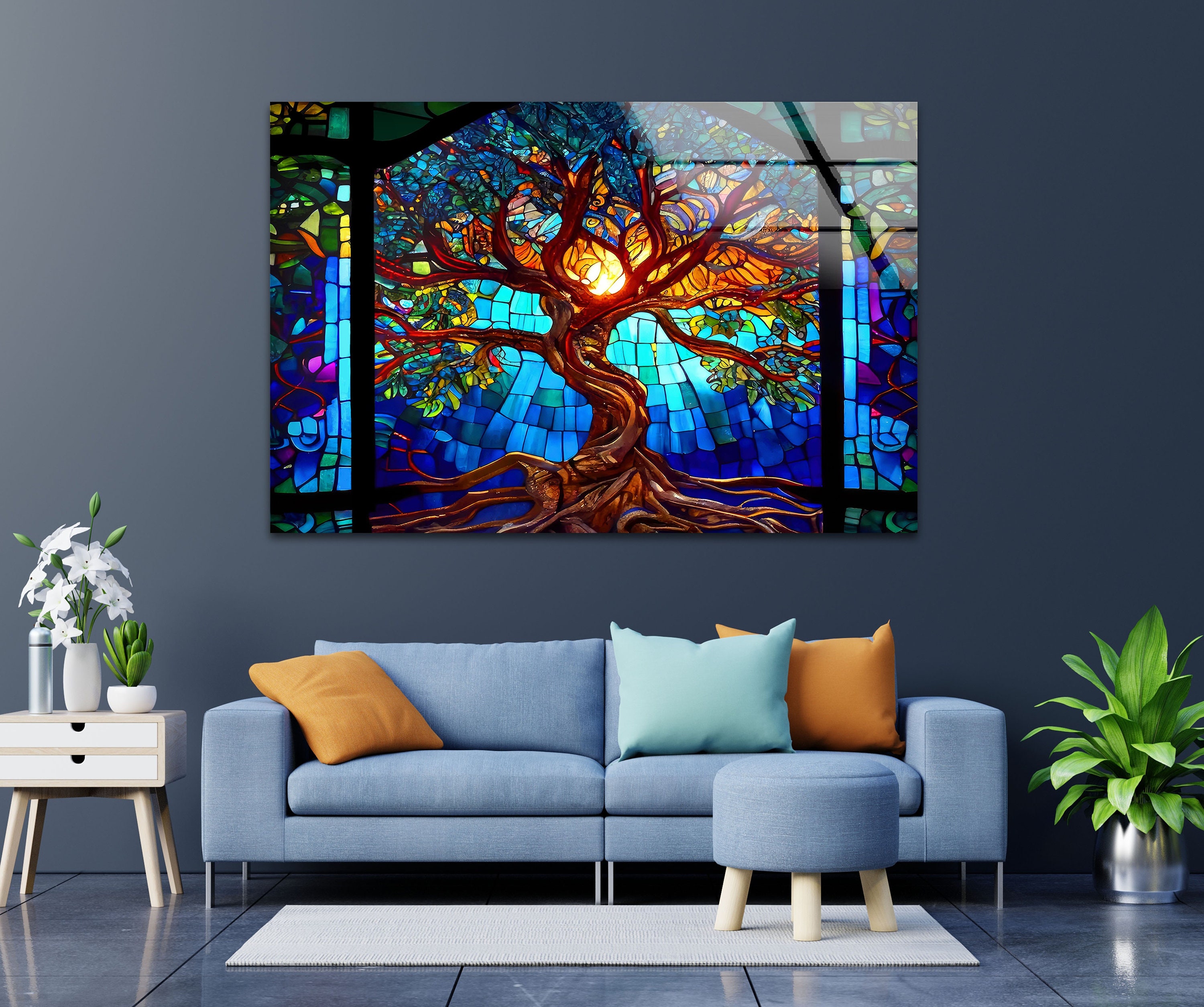 Tempered Glass Wall Art-tree of Life Decor-glass Printing Art-tempered ...