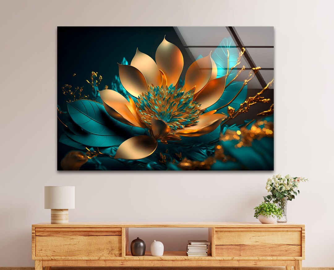Modern Lotus Flower Art: Tempered Glass Floral Wall Decor - Etsy
