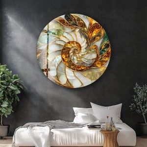 Gold Mandala Tempered Glass Wall Art: Elegant Sacred Geometry Glass Print