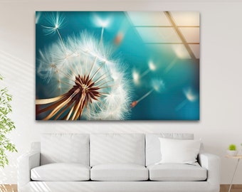 Tempered Glass Wall Art for Home Decor-Glass Printing Art-Tempered Glass Art-Glass Wall Decor-Dandelion Wall Decor-Dandelion Wall art