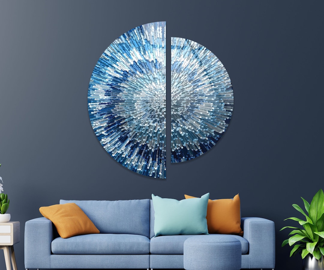 Tempered Glass Wall Artblue Abstract Wall Artglass Printing Art