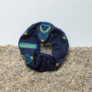 Linen scrunchie Small blue image 5