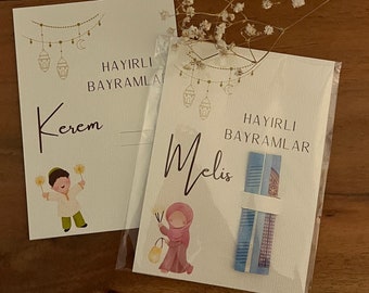 Tarjeta de regalo personalizada para Bayram, Eid, Ramadán y Hayirli Bayramlar.