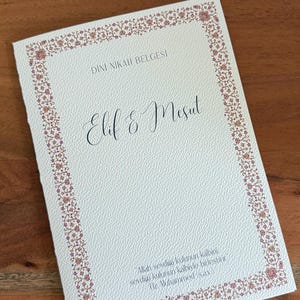 Certyfikat Nikah Islamski z możliwością dostosowania | Twój Nikah Belgian A5 | Turecko-arabski | Wysokiej jakości certyfikat ślubu