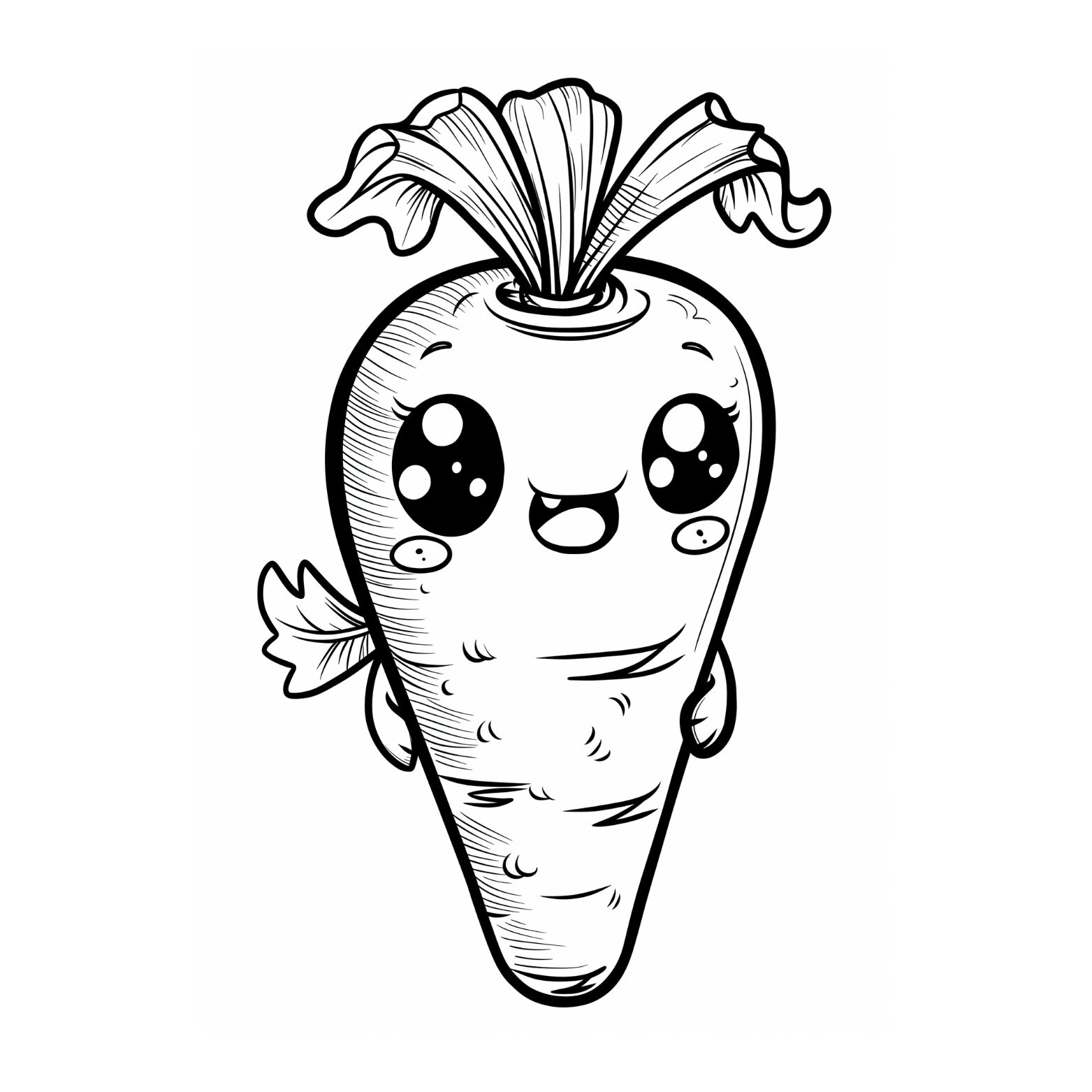 20 Cute Vegetable Coloring Pages, Easy Coloring Sheets, Grayscale