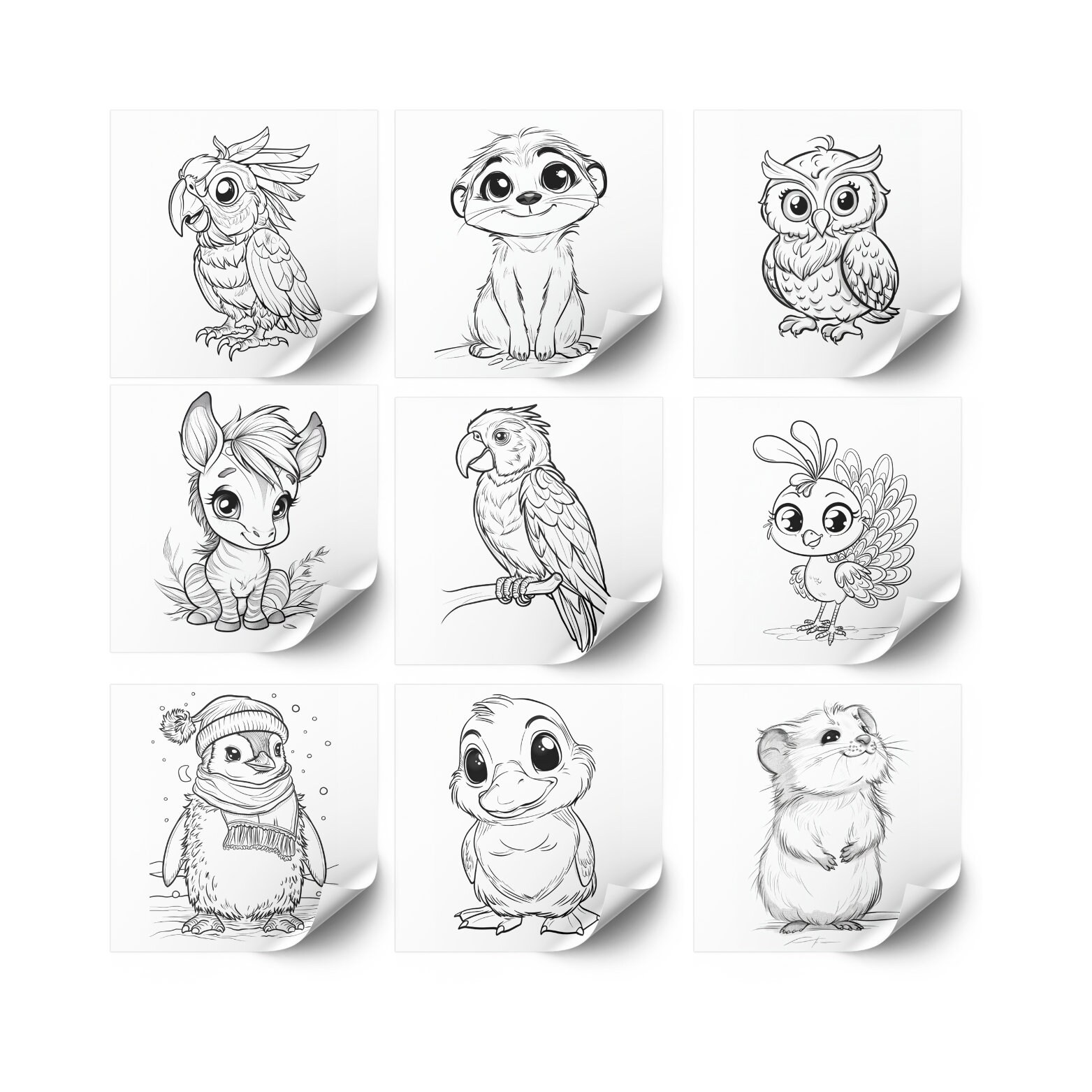 20 Animal Coloring Pages, Easy Coloring Sheets, Download Coloring Pages
