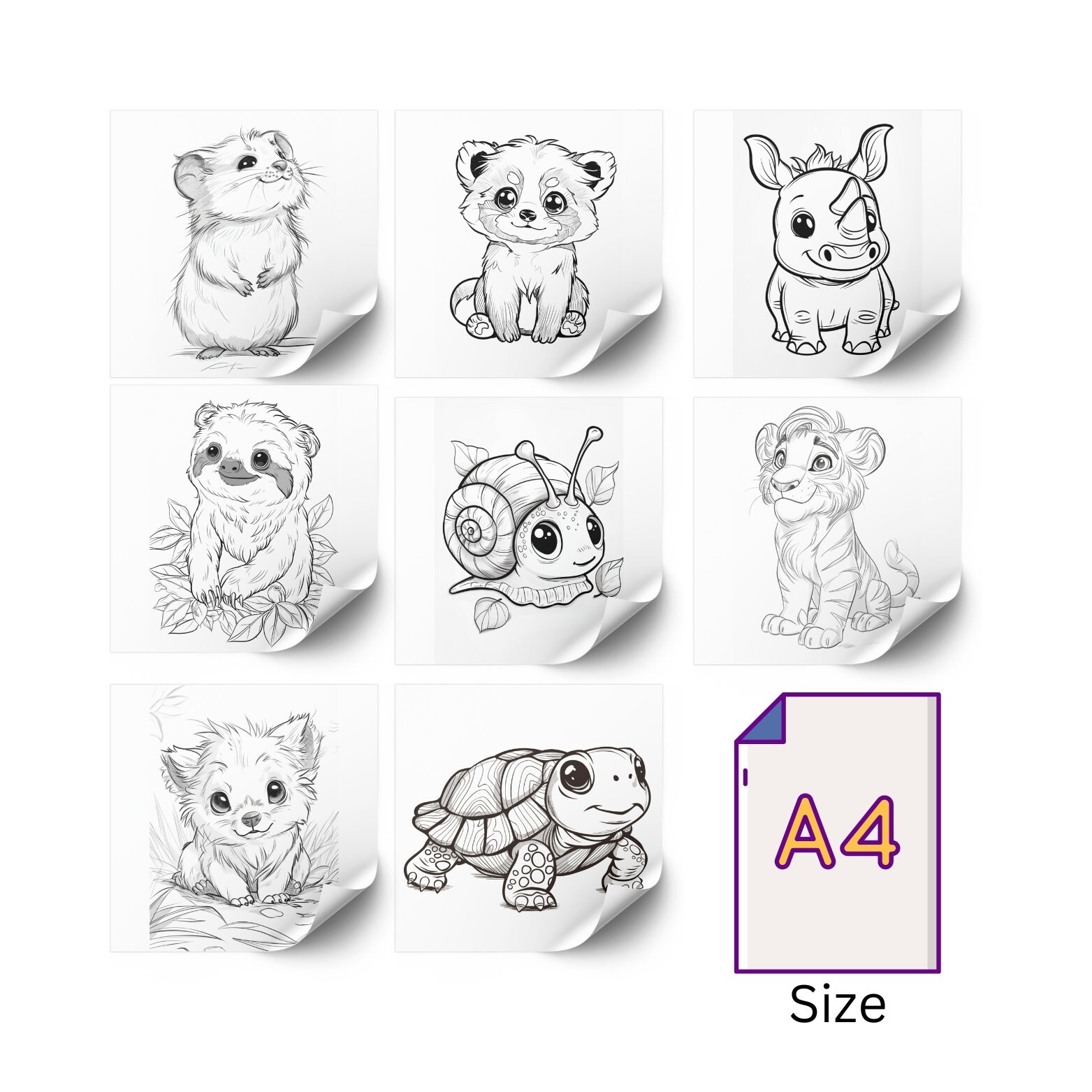 20 Animal Coloring Pages, Easy Coloring Sheets, Download Coloring Pages