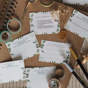 50 biglietti d'invito per matrimoni da compilare in modo creativo - PDF da stampare autonomamente - Design a forma di corona floreale - incl. biglietti vuoti - Libro degli ospiti
